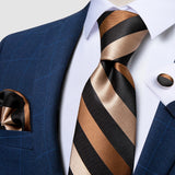 Funki Buys | Neckties | Men's 3 Pcs Bronze Striped Tie Set