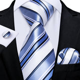 Men's 3 Pcs Formal Silk Blue Tie Sets - Blue - SJT-7065 - One Size - Silk - image 20