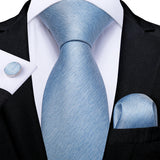 Men's 3 Pcs Formal Silk Blue Tie Sets - Blue - SJT-7143 - One Size - Silk - image 27