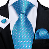 Men's 3 Pcs Formal Silk Blue Tie Sets - Blue - SJT-7164 - One Size - Silk - image 33