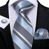 Men's 3 Pcs Formal Silk Blue Tie Sets - Blue - SJT-7449 - One Size - Silk - image 21