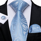 Men's 3 Pcs Formal Silk Blue Tie Sets - Blue - SJT-7490 - One Size - Silk - image 17