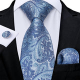Men's 3 Pcs Formal Silk Blue Tie Sets - Blue - SJT-7683 - One Size - Silk - image 10