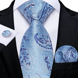 Men's 3 Pcs Formal Silk Blue Tie Sets - Blue - SJT-7604 - One Size - Silk - image 13