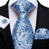 Men's 3 Pcs Formal Silk Blue Tie Sets - Blue - SJT-7683 - One Size - Silk - image 1