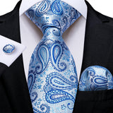 Men's 3 Pcs Formal Silk Blue Tie Sets - Blue - SJT-7689 - One Size - Silk - image 7