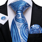 Men's 3 Pcs Formal Silk Blue Tie Sets - Blue - SJT-7690 - One Size - Silk - image 11