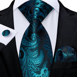 Men's 3 Pcs Formal Silk Blue Tie Sets - Blue - SJT-7885 - One Size - Silk - image 35