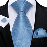 Men's 3 Pcs Formal Silk Blue Tie Sets - Blue - SJT-7900 - One Size - Silk - image 18