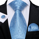 Men's 3 Pcs Formal Silk Blue Tie Sets - Blue - SJT-7902 - One Size - Silk - image 15