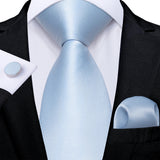 Men's 3 Pcs Formal Silk Blue Tie Sets - Blue - SJT-7909 - One Size - Silk - image 25