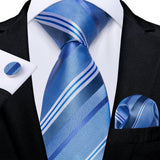 Men's 3 Pcs Formal Silk Blue Tie Sets - Blue - SJT-7916 - One Size - Silk - image 23