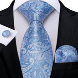 Men's 3 Pcs Formal Silk Blue Tie Sets - Blue - SJT-7920 - One Size - Silk - image 14