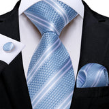 Men's 3 Pcs Formal Silk Blue Tie Sets - Blue - SJT-7938 - One Size - Silk - image 22