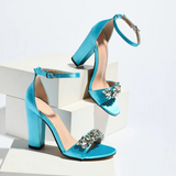 Funki Buys | Shoes | Women's Satin Crystal High Block Sandal