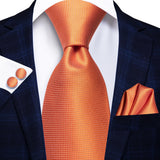 Men's 3 Pcs Elegant Formal Silk Tie Sets - Orange - SN266 - One Size - Silk - image 9