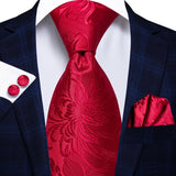Men's 3 Pcs Elegant Formal Silk Tie Sets - Red - SN306 - One Size - Silk - image 4