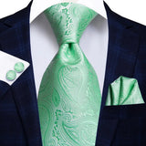 Men's 3 Pcs Elegant Formal Silk Tie Sets - Green - SN3245 - One Size - Silk - image 10