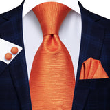 Men's 3 Pcs Elegant Formal Silk Tie Sets - Orange - SN3250 - One Size - Silk - image 7