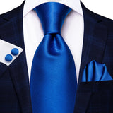 Men's 3 Pcs Elegant Formal Silk Tie Sets - Blue - SN850 - One Size - Silk - image 8