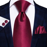 Funki Buys | Neckties | Men's 3 Pcs Burgundy Premium Tie Set