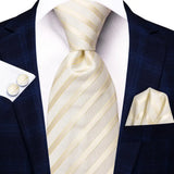 Funki Buys | Neckties | Men's 3 Pcs Luxury Ivory Formal Tie Set