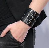 Unisex Leather Buckle Clip Wristbands - Black - 1 / 2 Pcs Wristbands - Medium - PU Leather - image 1