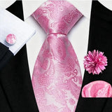 Funki Buys | Neckties | Men's 4 Pcs Pink Paisley Luxury Tie Set