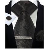 Men's 4 Pcs Tie Clip Cufflinks Hanky Sets - Blue - 3 - One Size - Polyester - image 25