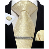 Men's 4 Pcs Tie Clip Cufflinks Hanky Sets - White - 5 - One Size - Polyester - image 7