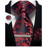 Men's 4 Pcs Tie Clip Cufflinks Hanky Sets - Red - 11 - One Size - Polyester - image 8