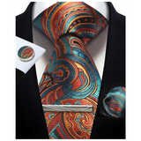 Men's 4 Pcs Tie Clip Cufflinks Hanky Sets - Orange - 15 - One Size - Polyester - image 33