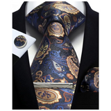 Men's 4 Pcs Tie Clip Cufflinks Hanky Sets - Blue - 18 - One Size - Polyester - image 13