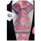 Men's 4 Pcs Tie Clip Cufflinks Hanky Sets - Pink - 27 - One Size - Polyester - image 24