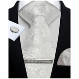 Men's 4 Pcs Tie Clip Cufflinks Hanky Sets - White - 28 - One Size - Polyester - image 26