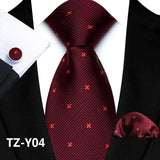 Men's 3 Pcs Silk Paisley Formal Tie Set - Burgundy - TZ-Y04 - One Size - Silk - image 15