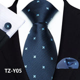 Men's 3 Pcs Silk Paisley Formal Tie Set - Blue - TZ-Y05 - One Size - Silk - image 10
