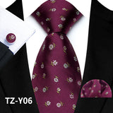 Men's 3 Pcs Silk Paisley Formal Tie Set - Wine Red - TZ-Y06 - One Size - Silk - image 13