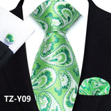 Men's 3 Pcs Silk Paisley Formal Tie Set - Light Green - TZ-Y09 - One Size - Silk - image 21