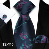 Men's 3 Pcs Silk Paisley Formal Tie Set - Navy/Green - TZ-Y10 - One Size - Silk - image 11