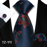 Men's 3 Pcs Silk Paisley Formal Tie Set - Blue/Red - TZ-Y11 - One Size - Silk - image 12