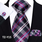 Men's 3 Pcs Silk Paisley Formal Tie Set - Black/Pink - TZ-Y15 - One Size - Silk - image 18