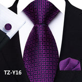 Men's 3 Pcs Silk Paisley Formal Tie Set - Purple - TZ-Y16 - One Size - Silk - image 16
