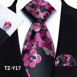 Men's 3 Pcs Silk Paisley Formal Tie Set - Pink/Black - TZ-Y17 - One Size - Silk - image 17