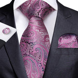 Funki Buys | Neckties | Men's 4 Pcs Formal Floral Pink Tie Set