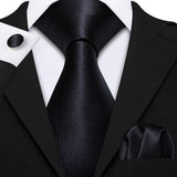 Funki Buys | Neckties | Men's 3 Pcs Luxury Black Silk Tie Set