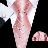 Funki Buys | Neckties | Men's 3 Pcs Pink Navy Geometric Tie Set