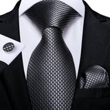 Funki Buys | Neckties | Men's 3 Pcs Black Gray Geometric Tie Set