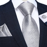 Funki Buys | Neckties | Men's 3 Pcs Formal White Silver Tie Sets