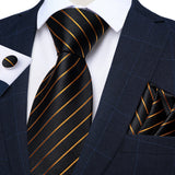 Funki Buys | Neckties | Men's 3 Pcs Black Thin Striped Tie Set